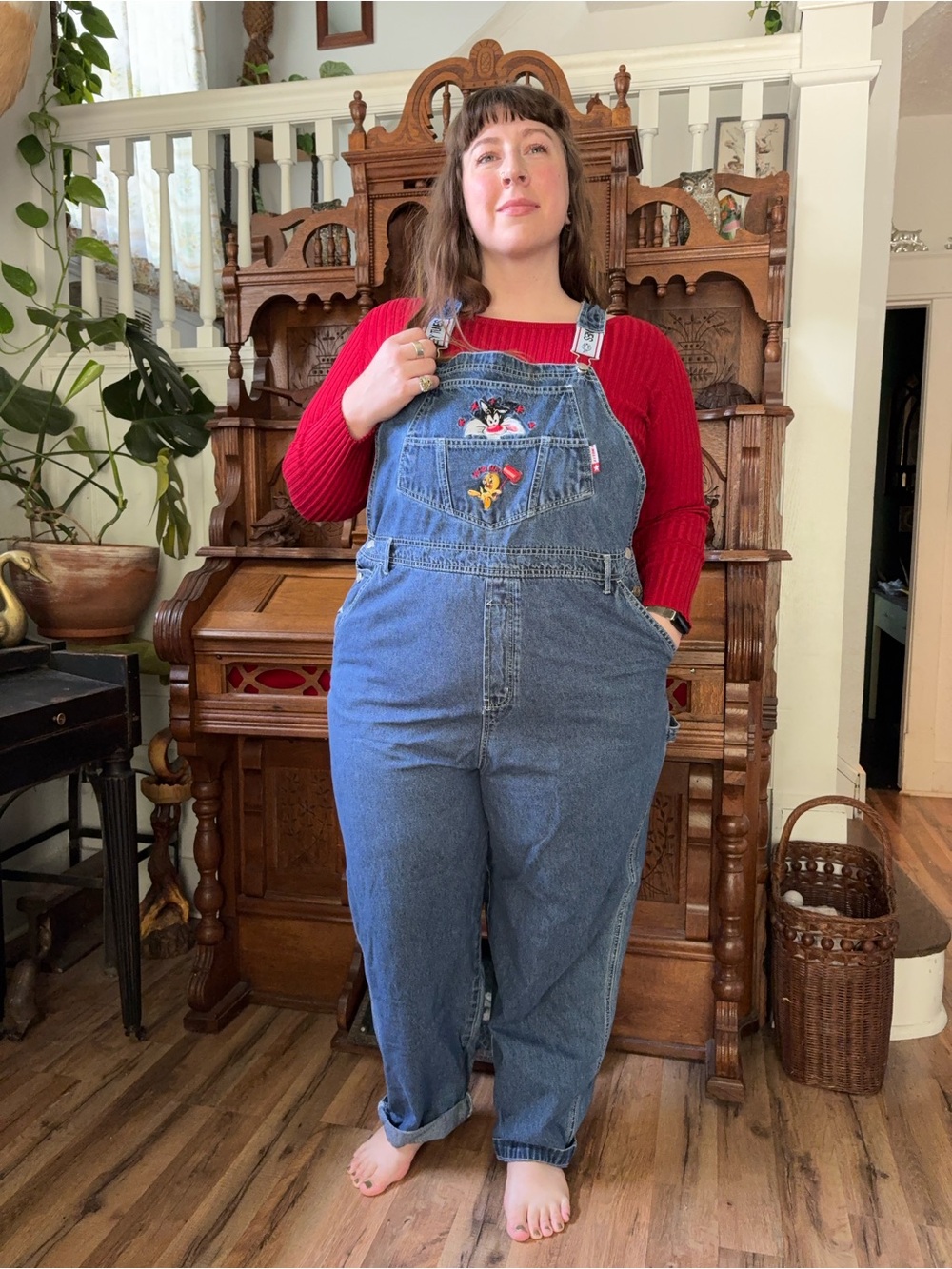 Adorable RARE 90s Looney Tunes Blue Denim Overalls XXL